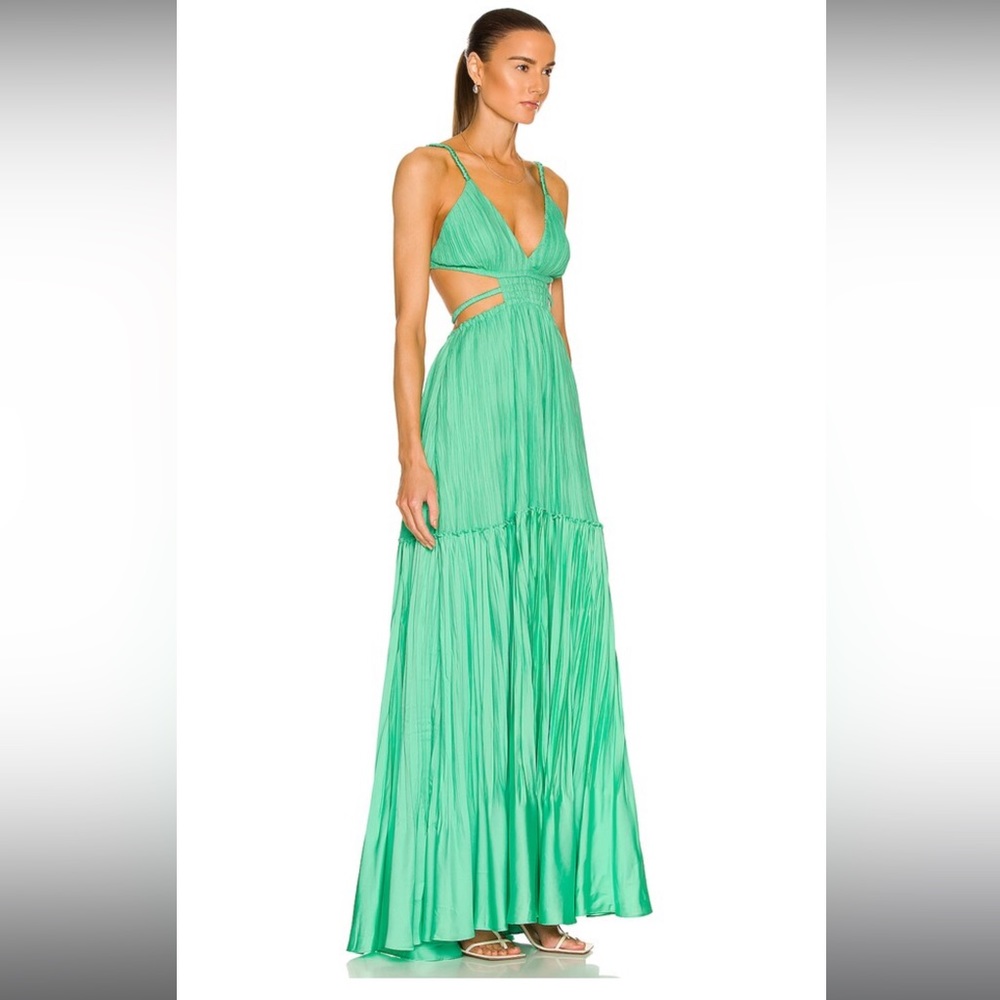 NEW JONATHAN SIMKHAI Liz Mushroom pleated dress in Kiwi
